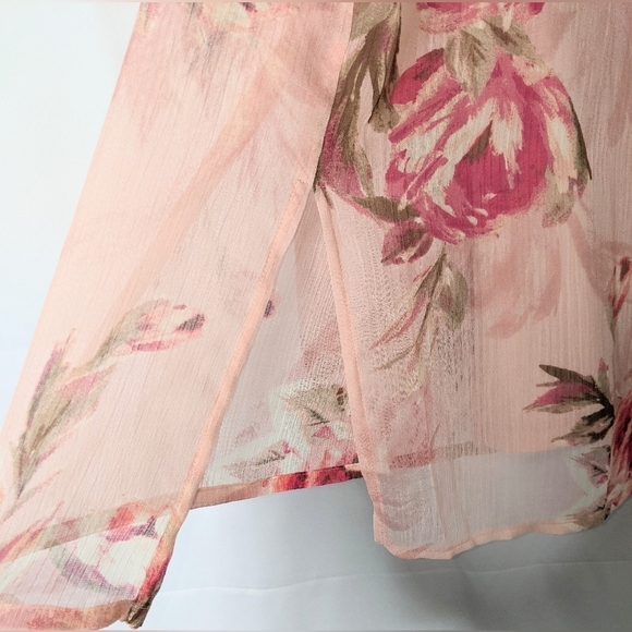 Susan Graver Women's Floral Chiffon Tunic Top & Tank Set Sz Small Lace Trim 2-Pc - Picture 5 of 11